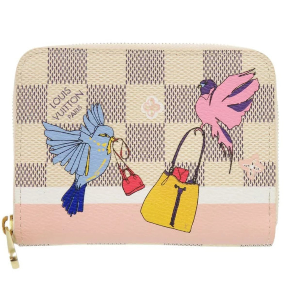 Louis Vuitton Zippy Wallet Coin Damier Azur White Bird Case Wallet LV